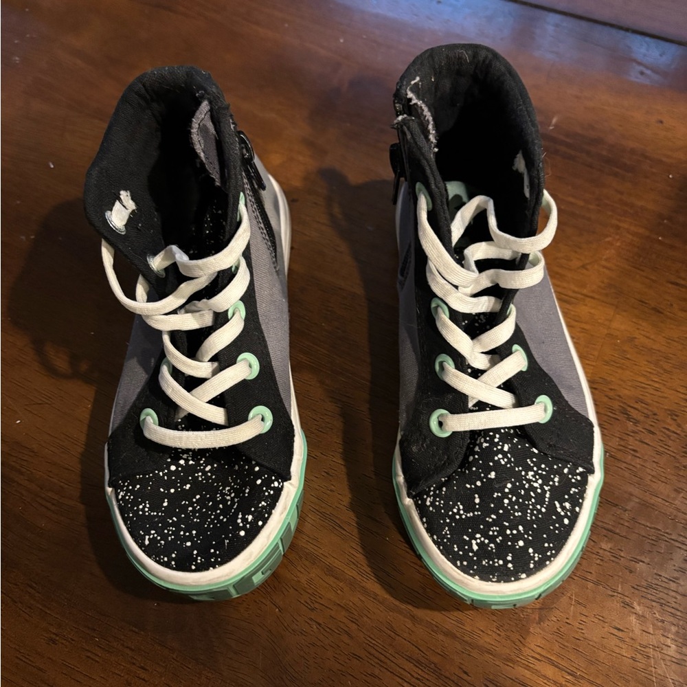Stylish Black and Gray Kids High-Top Sneakers